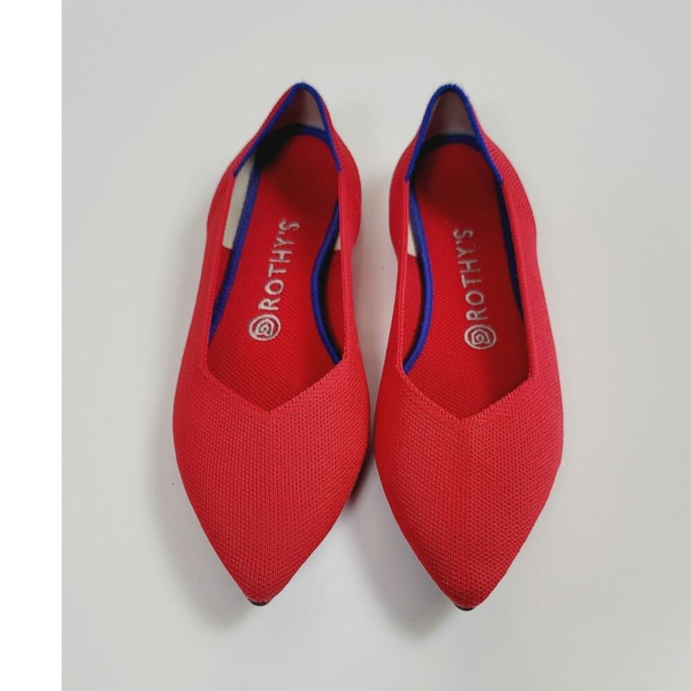 Rothy's "The Point" Solid Knit Ballet Flats in Red, sz 9